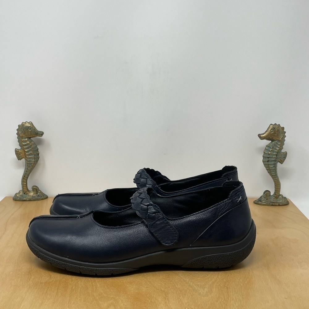 HOTTER Navy Blue Mary Jane Comfort Shoes w/Braided Strap SHAKE II Size 9 U.S.